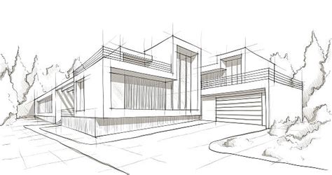 Modern House Drawing Outline - img-Bachue