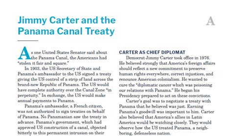 Handout A: Jimmy Carter and the Panama Canal Treaty - Bill of Rights ...