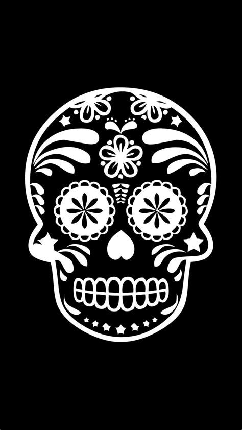 Sugar Skull With Black Background - 1080x1920 Wallpaper - teahub.io