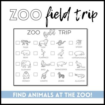 Zoo Animals Field Trip Checklist for Students | TpT