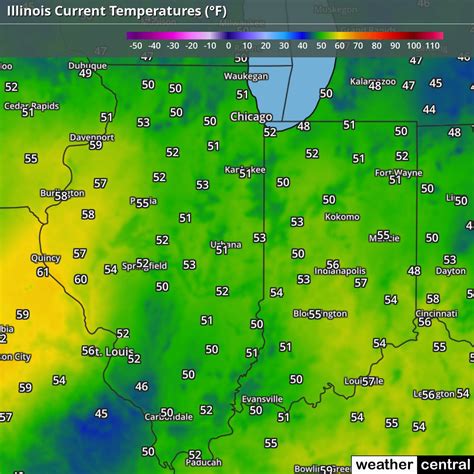 Illinois Current Temperatures Map