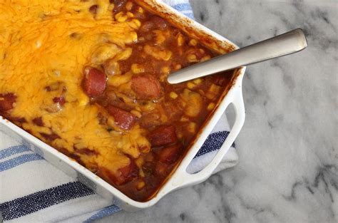 Full-Flavored Beans and Hot Dog Casserole | Recipe | Hot dog casserole ...