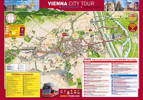 Vienna hop on hop off route map - Vienna big bus tour map (Austria)