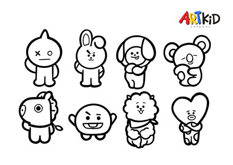 Coloring Page Bt21 Tata 6 Di 2021 Lukisan Tinta Buku Mewarnai | Images ...