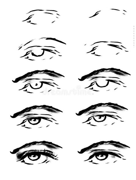 Tutorial of Drawing Human Eye. Eye in Anime Style. Female Eyelashes ...