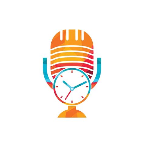 Premium Vector | Podcast time vector logo design template