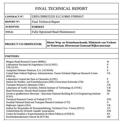 Technical Report Template Word - Card Template