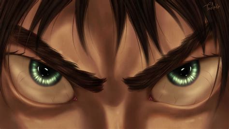 Attack On Titan Very Closer Of Eren Yeager With Green Eyes 4K HD Anime ...