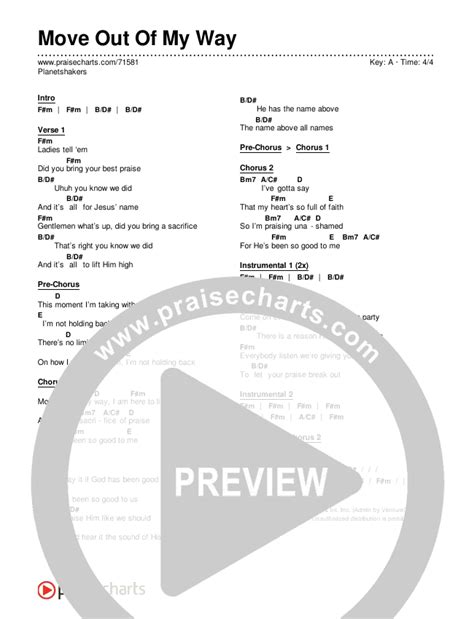 Move Out Of My Way Chords PDF (Planetshakers) - PraiseCharts