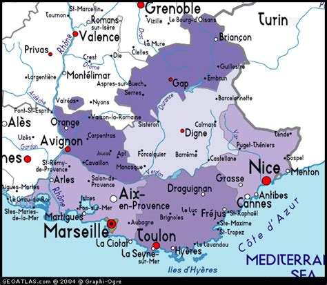 Map of Provence-Alpes-Cote D'Azur, France, France Atlas