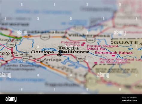 Tuxtla Gutierrez México aparece en un mapa de carreteras o mapa ...