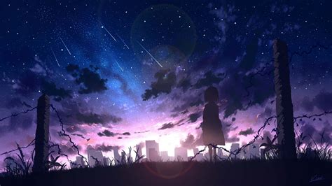 Download Anime Night Scenery Lonely Wallpaper | Wallpapers.com