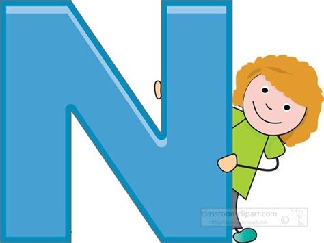 Alphabet Letters with Kids-Children with the letter N Clipart