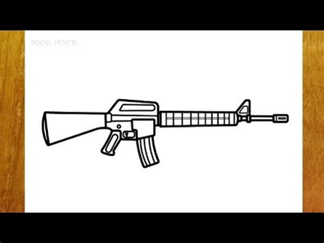 HOW TO DRAW MILITARY M16 GUN / EASY GUN DRAWING / US ARMY MACHINE GUN ...