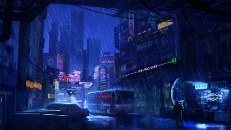 Futuristic City Dark Evening Rain 4k Wallpaper,HD Artist Wallpapers,4k ...