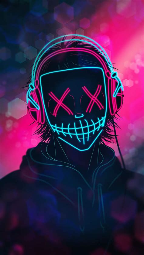 Neon Mask Music - iPhone Wallpapers