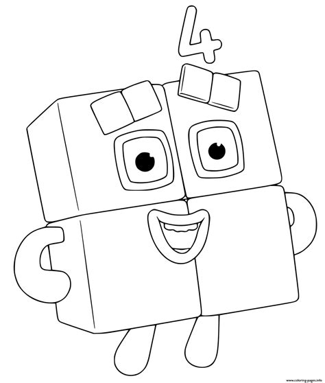 Numberblocks Four Printable Coloring Pag Fun Printables For Kids ...