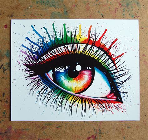 Signed Art Print Rainbow Eye Painting Pop Art Makeup 5x7 | Etsy