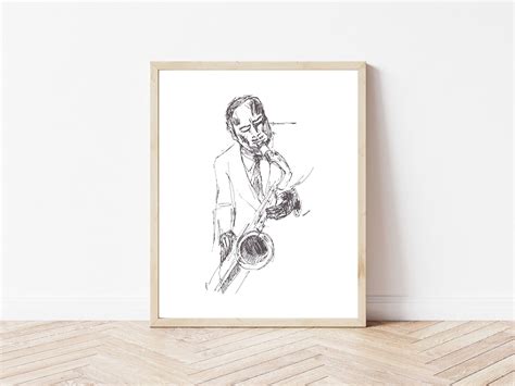 Jazz Art Print, Printable Wall Art, Black and White Modern Art Print ...