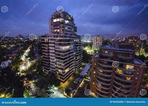 Skyline of Santiago De Chile Stock Photo - Image of evening, bridge ...