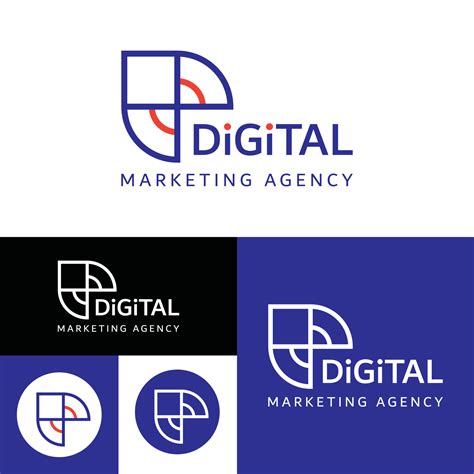 Digital Marketing Agency Vector Logo.Black and White.Modern Blue Color ...