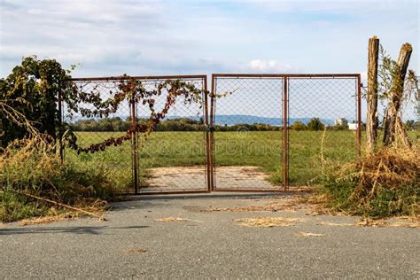 Old Rusty Gate Locked with Padlock Stock Photo - Image of guard, close ...