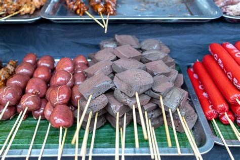 Popular Filipino Street Food Pork Blood Barbecue Betamax Stock Image ...