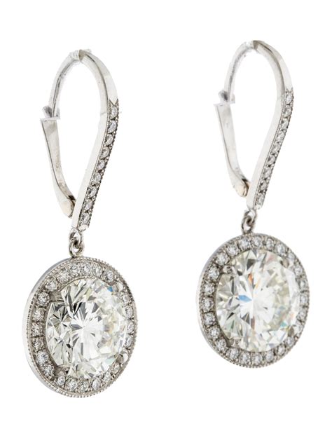 Platinum Diamond Drop Earrings - Earrings - EARRI26633 | The RealReal