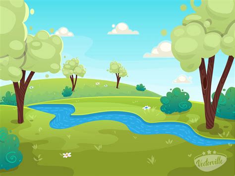 Cartoon Forest River by Anna Vectorville