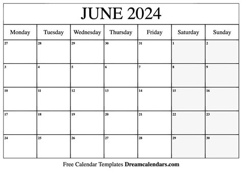 June 2024 Calendar - Free Printable with Holidays and Observances