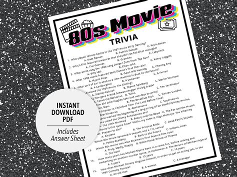 80s Movie Trivia 80s Movie Trivia Game Printable Movie - Etsy