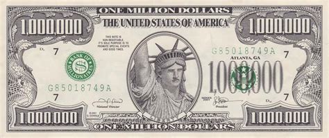 One Million Dollar bill - USA novelty banknotes - Leftover Currency