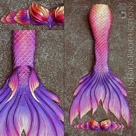 an image of a purple mermaid tail with fish tails on it's back and sides