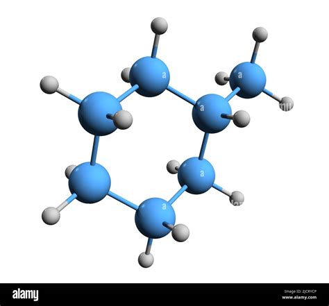 3D image of methylcyclohexane skeletal formula - molecular chemical ...