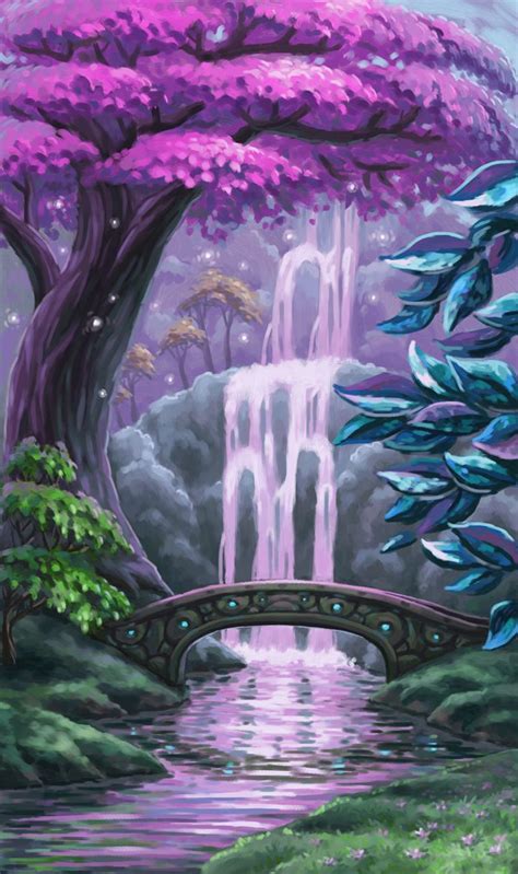 fairy forest by AnekaShu on DeviantArt | Waterfall paintings, Landscape ...