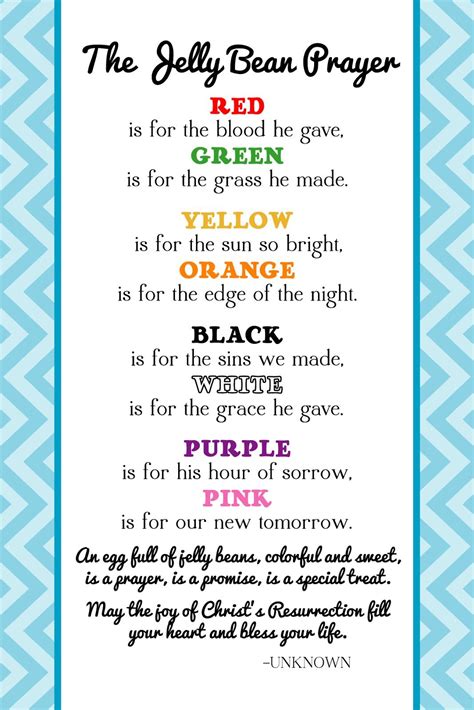 Printable Jelly Bean Easter Prayer