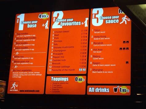 Menu at Wok To Walk, Amsterdam, Warmoesstraat 85