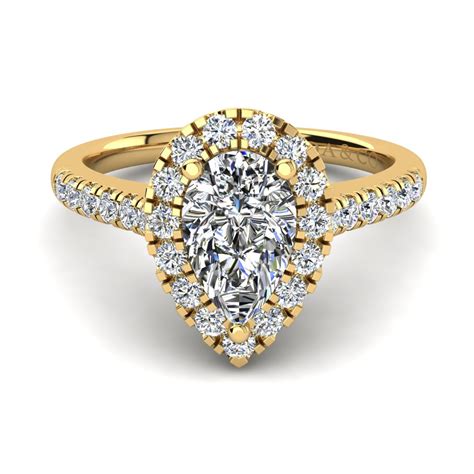 Halo Pear Engagement Ring Yellow Gold - Linda & Co