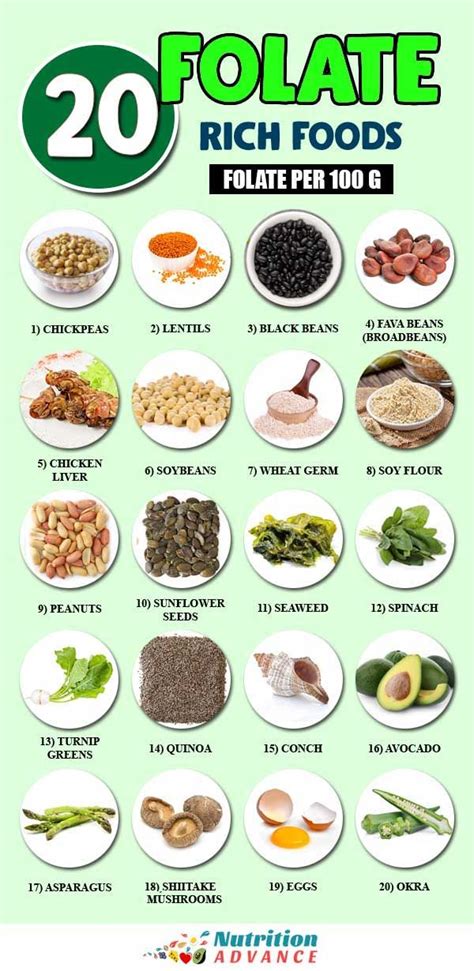 Folate Rich Foods Chart