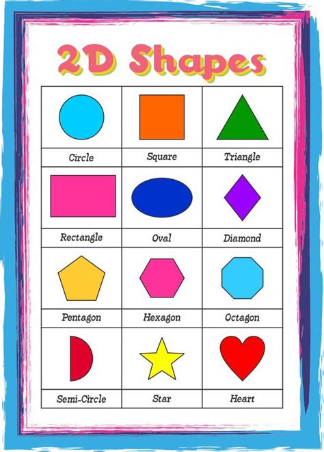 2D Shape Chart | Shape chart, Shapes worksheets, Two dimensional shapes