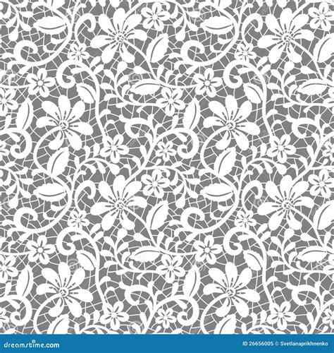 Seamless Lace Floral Pattern On Gray Background Cartoon Vector ...