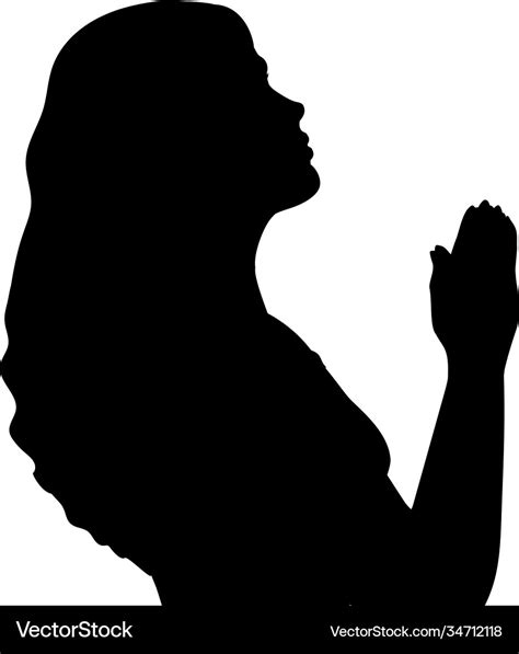 Silhouette woman praying close up Royalty Free Vector Image