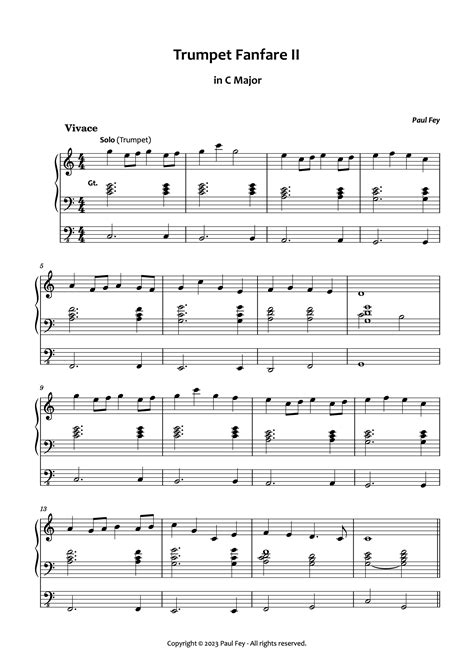 Trumpet Fanfare II (Sheet Music) Music for Organ | Paul Fey Organist