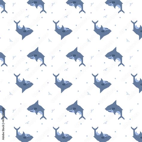 seamless shark pattern cute shark vector art Stock Vector | Adobe Stock