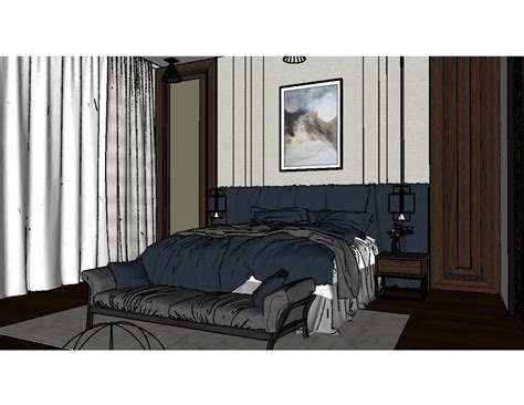 3D Model Sketchup Model bedroom Design Wall Panel Wall Design Wood ...