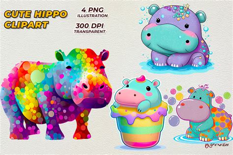 Very Cute Hippo Clipart Graphic by Gfxnazim · Creative Fabrica