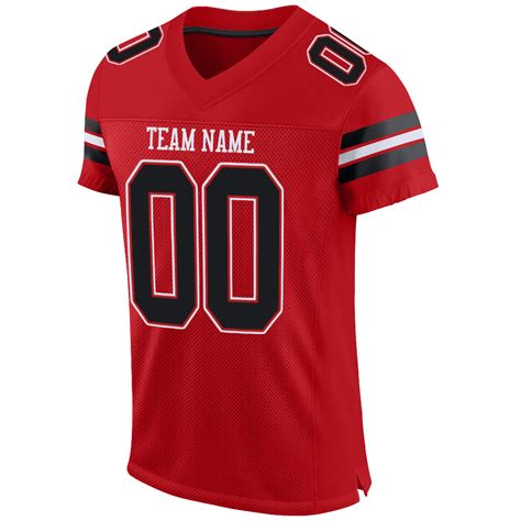 Custom Red Black-White Mesh Authentic Football Jersey – Fiitg