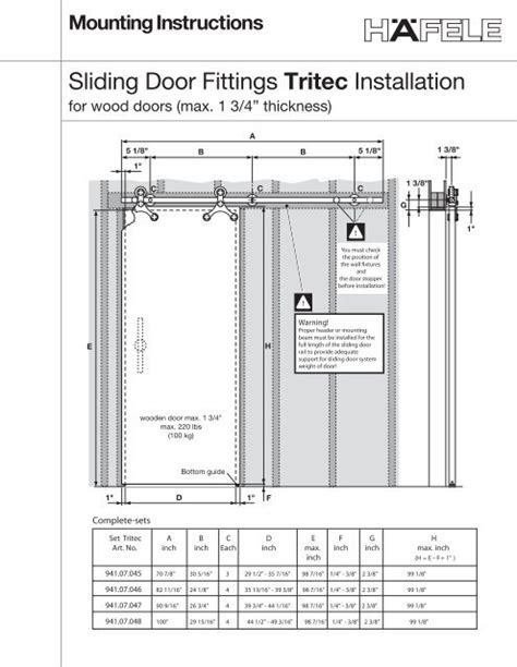 Installation instructions Sliding door fittings Tritec