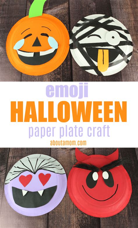 Emoji Halloween Paper Plate Crafts - About a Mom