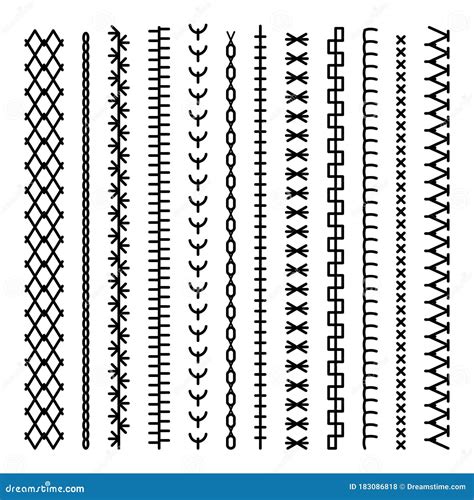 Collection Stitch Patterns. Cartoon Vector | CartoonDealer.com #182855653